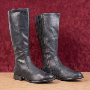 Born Women Shounie Black Leather Wide Calf Riding Knee Boots sz 9.5